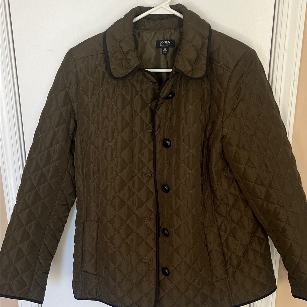 Jones New York Olive Quilted Jacket size M